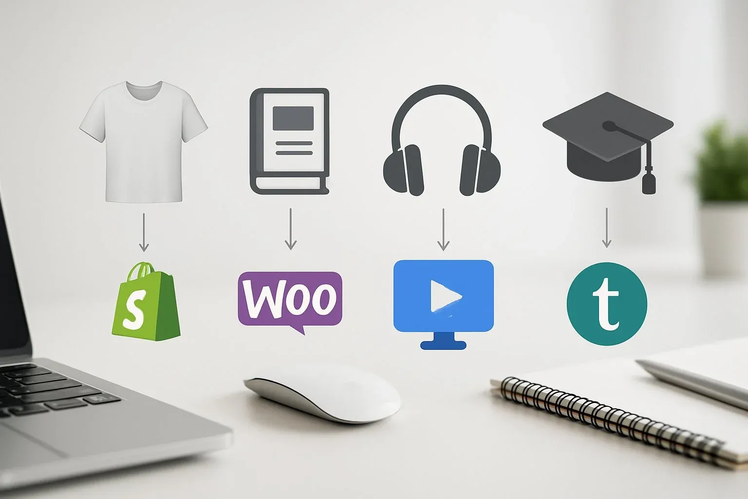 Product-type icons over platforms