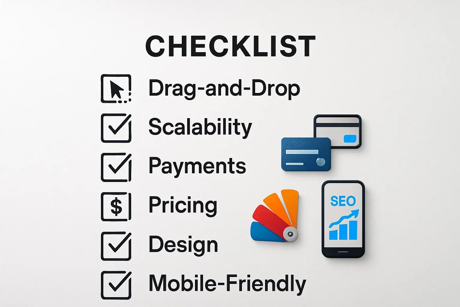 Checklist icons with e-commerce features 