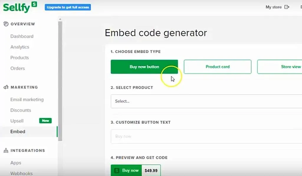 Sellfy dashboard