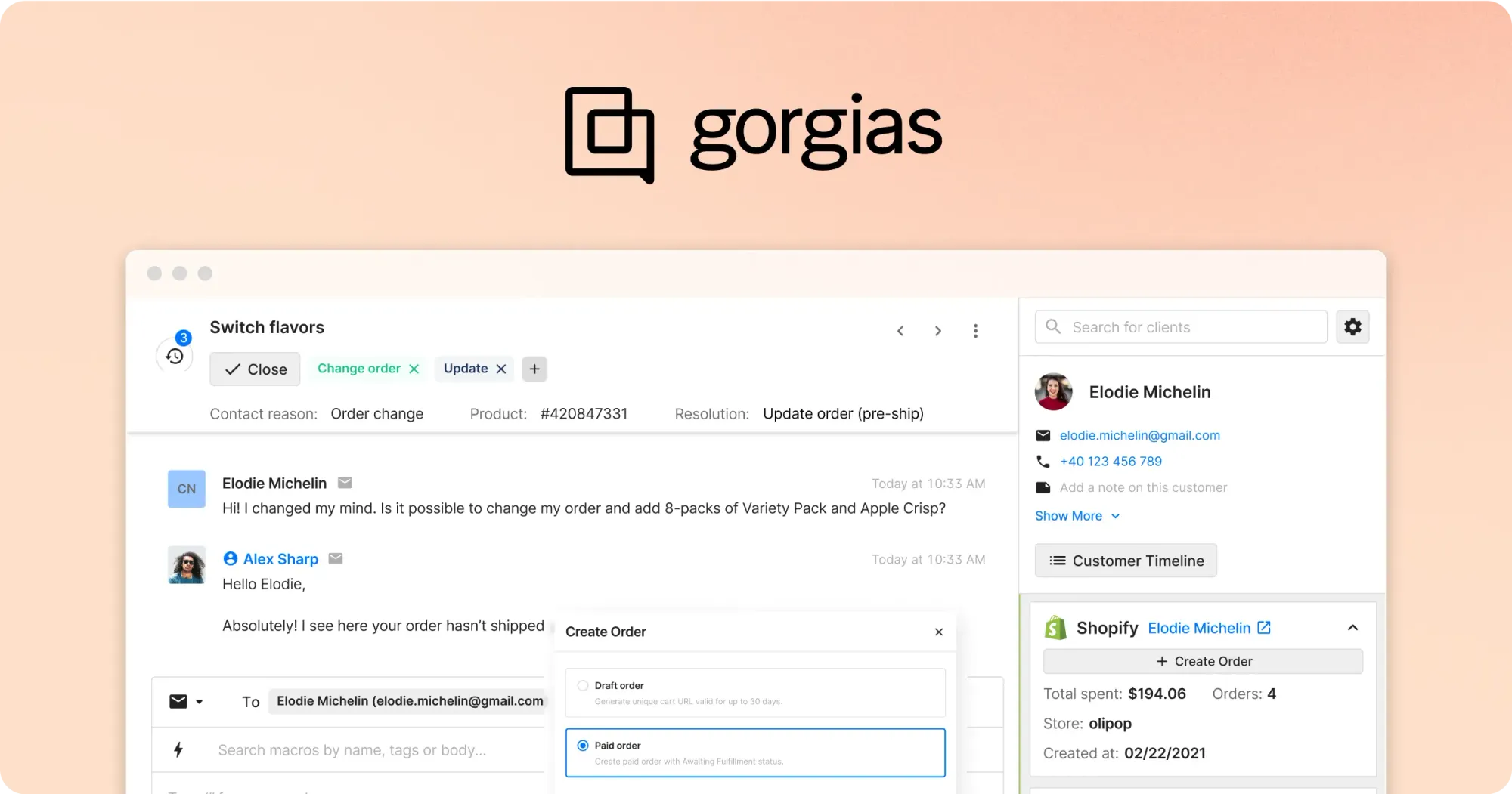 gorgias dashboard