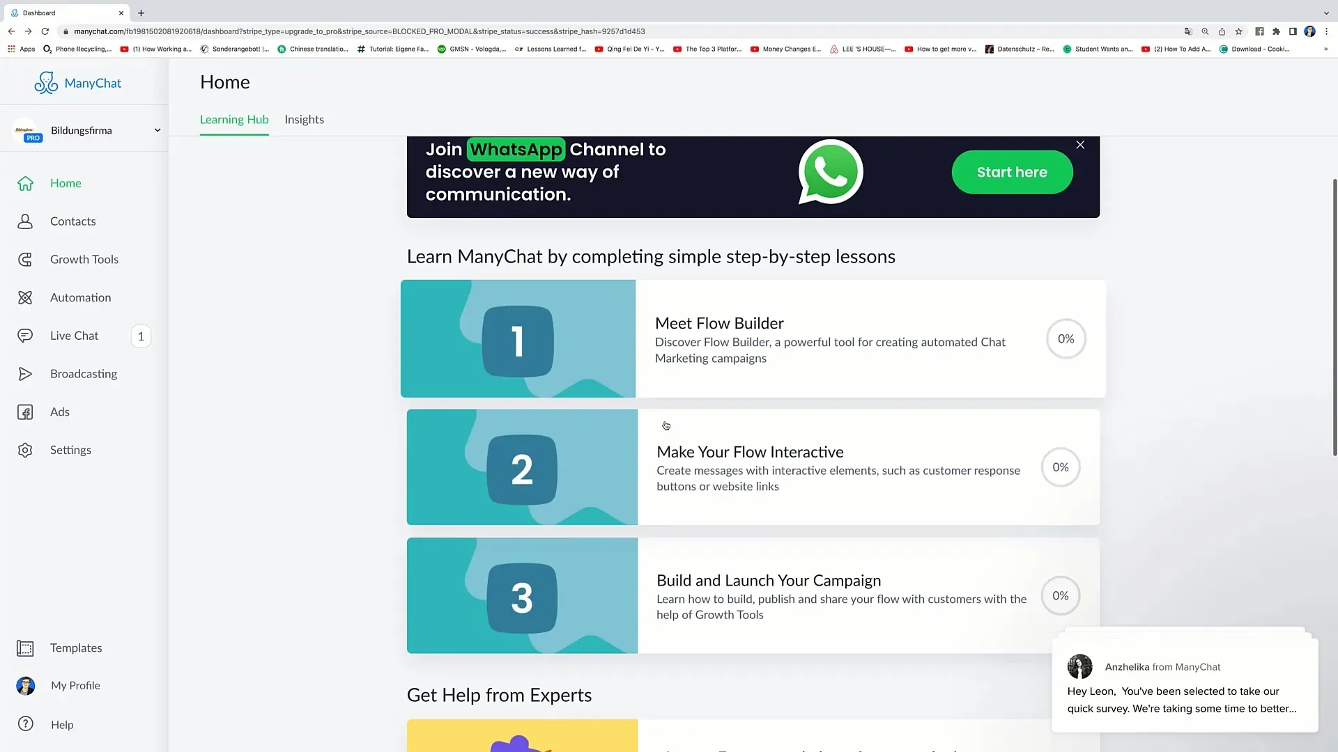 manychat dashboard