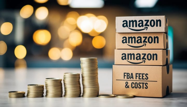 A pile of various products showing different fees and costs associated with Amazon FBA